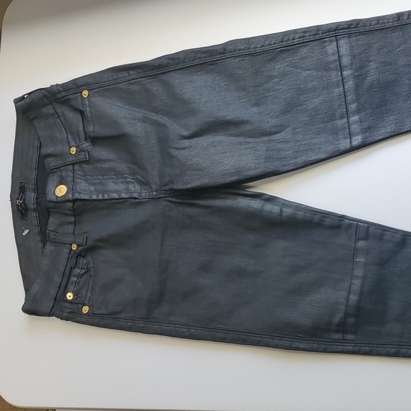 7 for all mankind jeans women's size 00 size 24 black zippered ankle wax… - Picture 2 of 16